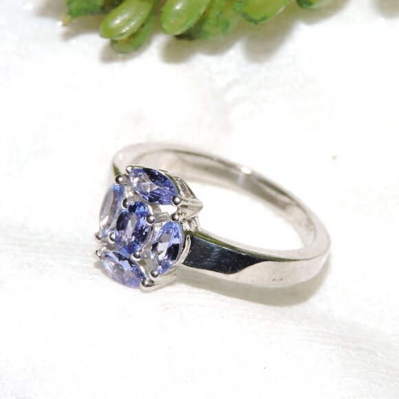 Natural Tanzanite Gemstone Sterling Silver Ring, Unique December Birthstone - Picture 2 of 8